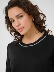 Kaffe KAcarly Knit Short Sleeve Black Jumper - Image 4 of 6