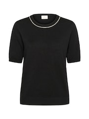 Kaffe KAcarly Knit Short Sleeve Black Jumper - Image 5 of 6