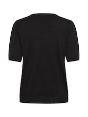 Kaffe KAcarly Knit Short Sleeve Black Jumper - Image 6 of 6