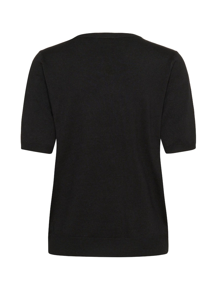 Kaffe KAcarly Knit Short Sleeve Black Jumper - Image 6 of 6