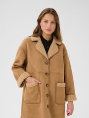 Kaffe Oversized KAmarlie Long Sleeve Brown Coat - Image 1 of 6