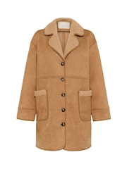 Kaffe Oversized KAmarlie Long Sleeve Brown Coat - Image 5 of 6
