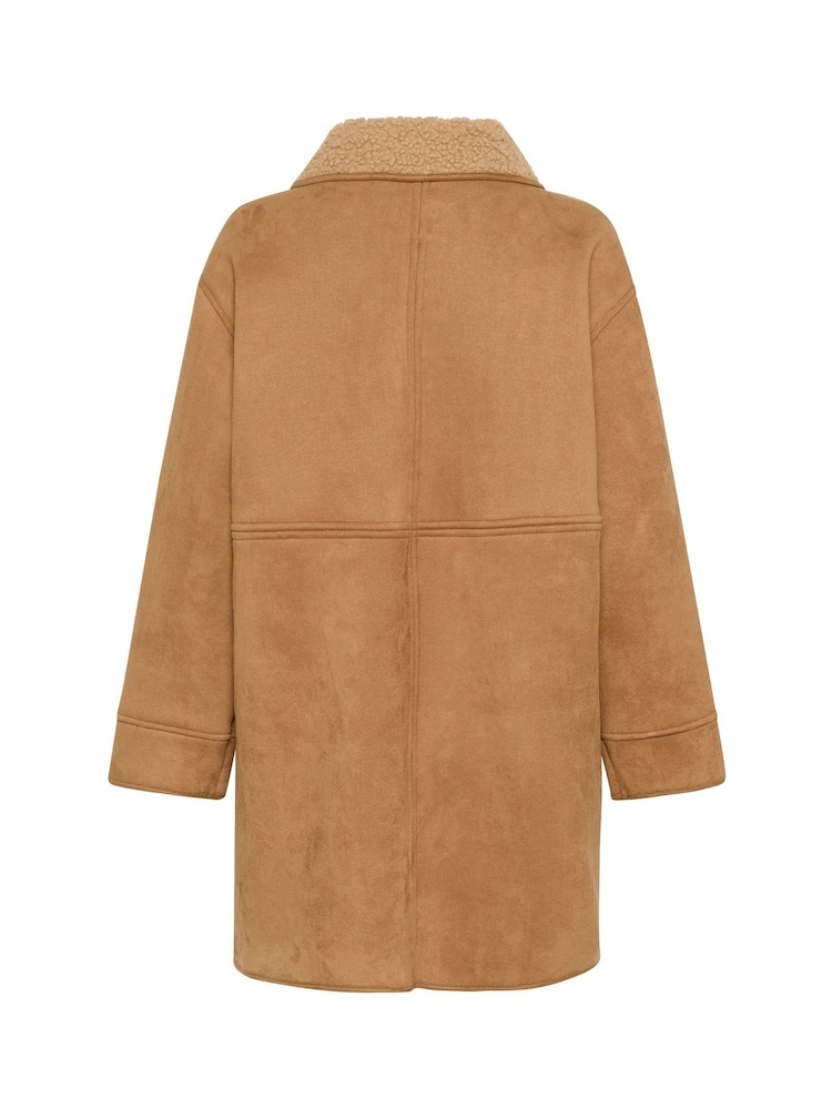 Kaffe Oversized KAmarlie Long Sleeve Brown Coat - Image 6 of 6