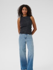 Kaffe KAdodal Round Neck Ribbed Black Vest - Image 2 of 5