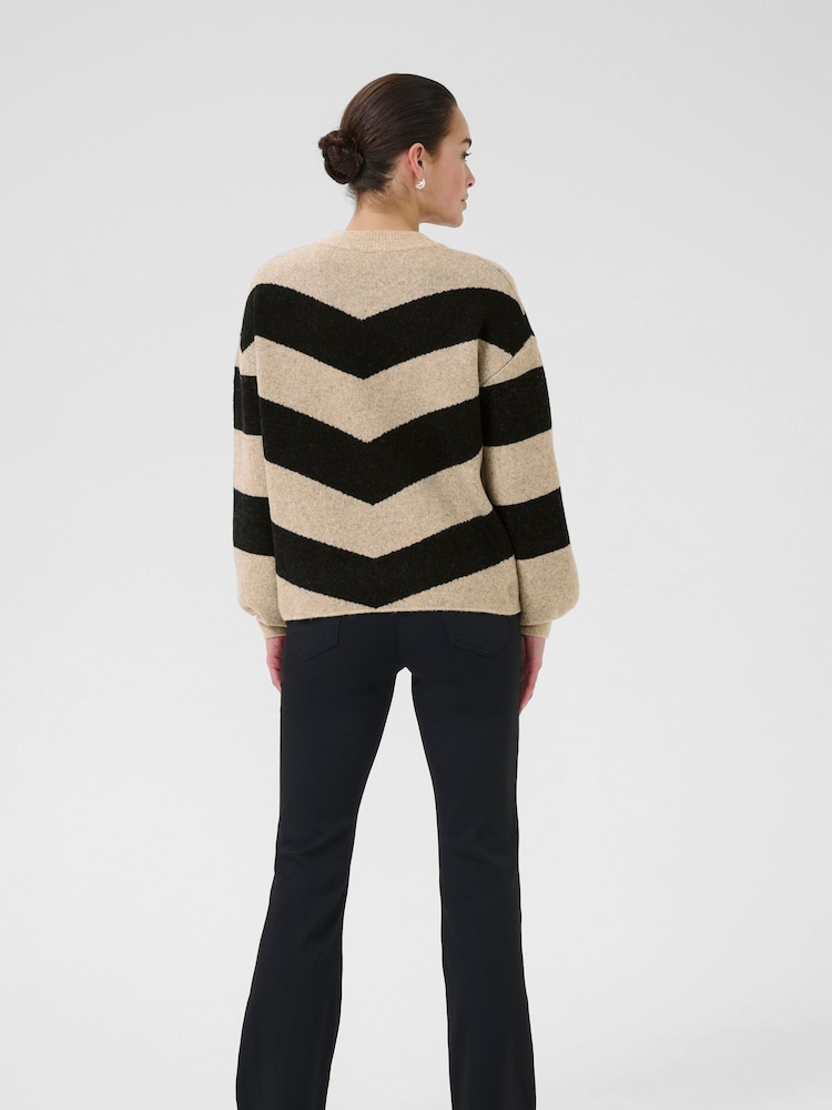 Kaffe KAverana Long Sleeve Striped Knit Black Jumper - Image 2 of 6 Kaffe KAverana Long Sleeve Striped Knit Black Jumper - Image 2 of 6