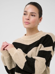 Kaffe KAverana Long Sleeve Striped Knit Black Jumper - Image 4 of 6