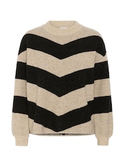 Kaffe KAverana Long Sleeve Striped Knit Black Jumper - Image 5 of 6