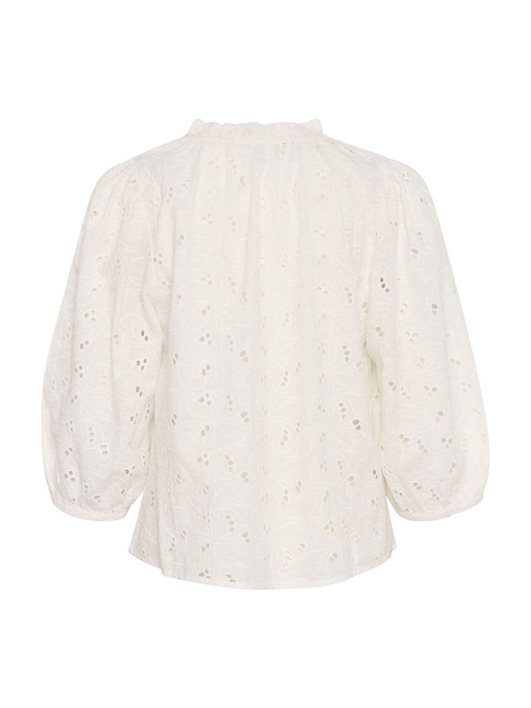 Kaffe KAtessa Cotton V-Neck 3/4 Sleeve White Blouse - Image 6 of 6 Kaffe KAtessa Cotton V-Neck 3/4 Sleeve White Blouse - Image 6 of 6