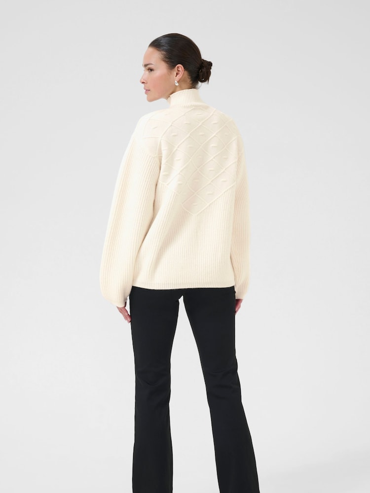 Kaffe KAmaddie Funnel Neck Long Sleeve White Jumper - Image 2 of 6