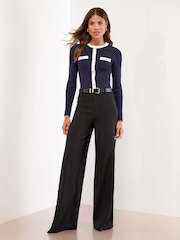 Lipsy Tipped Mock Button Long Sleeve Knitted Top - Bild 4 von 4