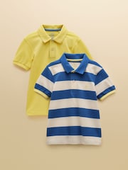 Joules Boys' Woody Yellow & Blue Pack Of Two Polo Shirts - Image 1 of 7