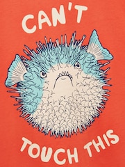 Joules Boys' Archie Orange Short Sleeve Screenprint T-Shirt - Image 5 of 6