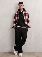Reiss Black Monterey Cotton-Blend Fleece-Back Joggers - Image 1 of 7