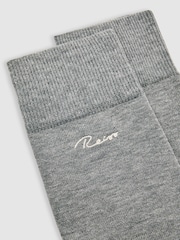 Reiss Soft Grey Milo Cotton-Blend Logo Embroidery Socks - Image 3 of 3