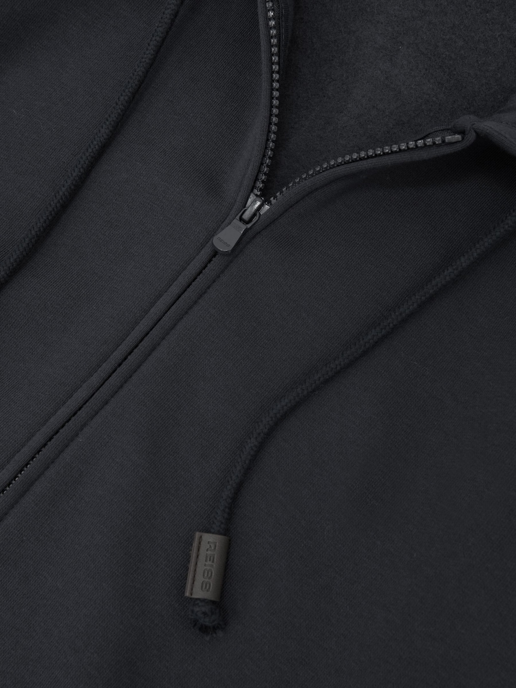 Reiss Navy Howel Cotton-Blend Zip-Through Hoodie - Image 6 of 6 Reiss Navy Howel Cotton-Blend Zip-Through Hoodie - Image 6 of 6