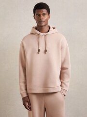 Reiss Pink Silvestro Cotton-Blend Fleece Hoodie - Image 1 of 6