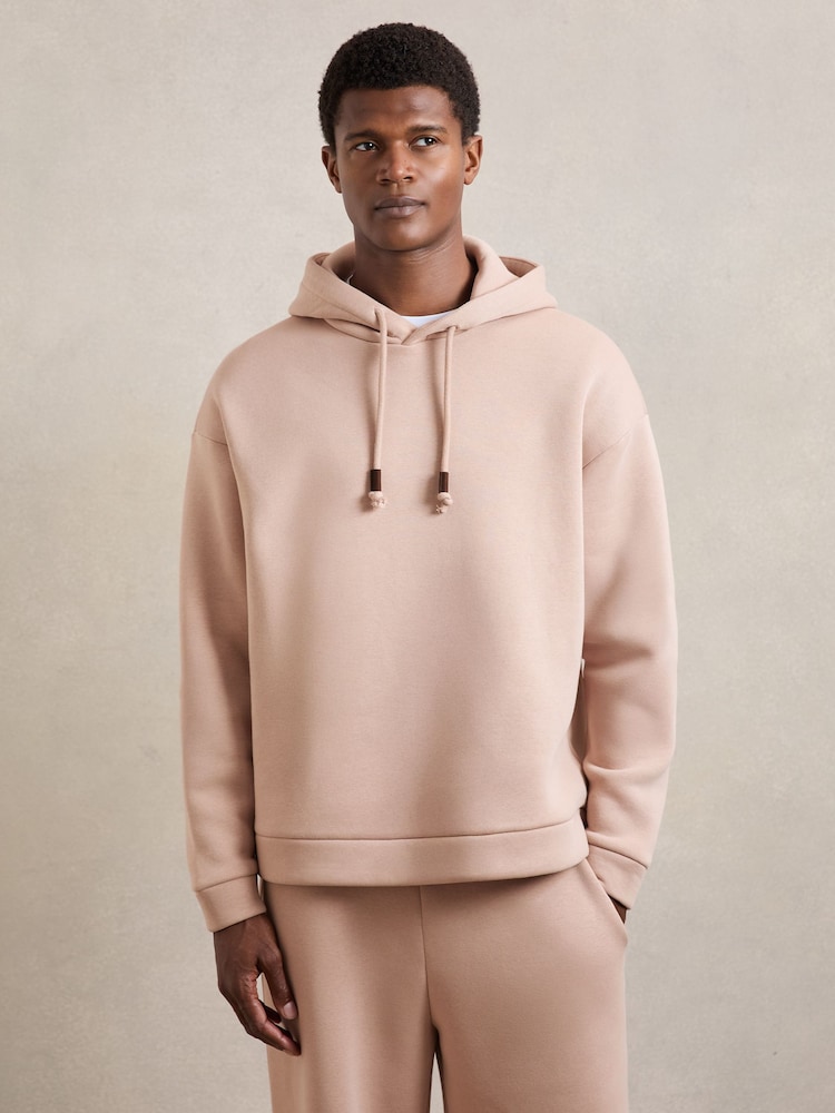 Reiss Pink Silvestro Cotton-Blend Fleece Hoodie - Image 1 of 6 Reiss Pink Silvestro Cotton-Blend Fleece Hoodie - Image 1 of 6