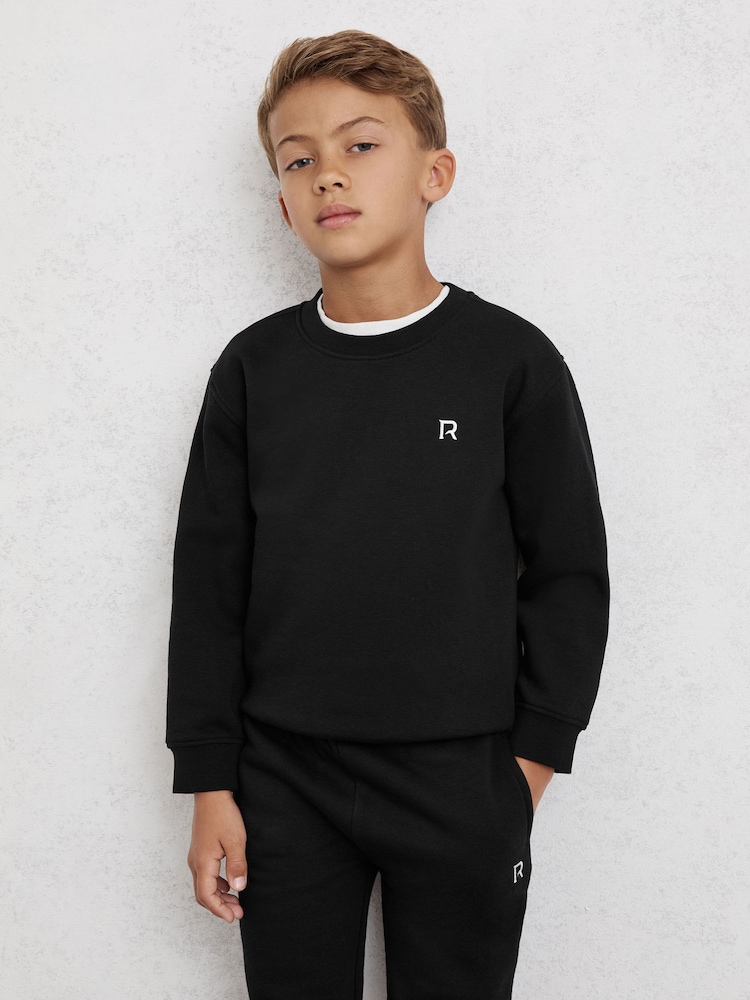 Reiss Black Avery Top & Joggers Set - Image 1 of 5