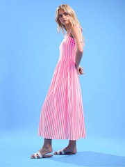 PixieGirl Petite Pink Stripe Tie Shoulder Maxi Dress - Image 2 of 5