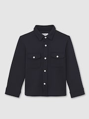 Reiss Navy Alabastor 13-14 yrs Waffle-Textured Twin-Pocket Overshirt - Image 1 of 4