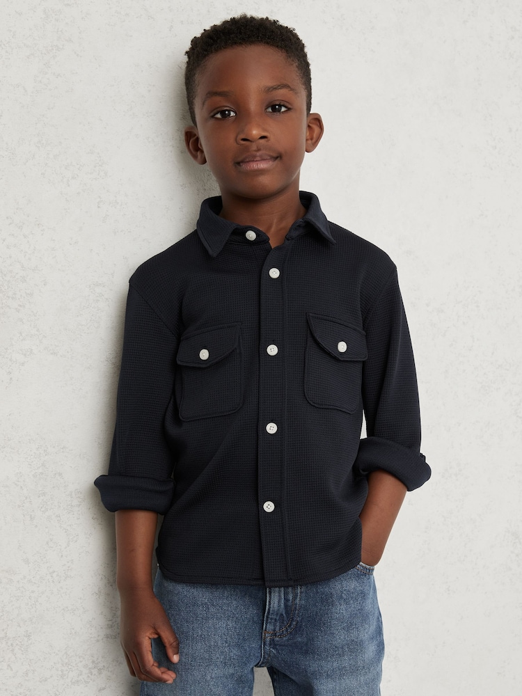 Bleumarin - Reiss Alabastor Waffle Textured Shirt - Image 3 of 4