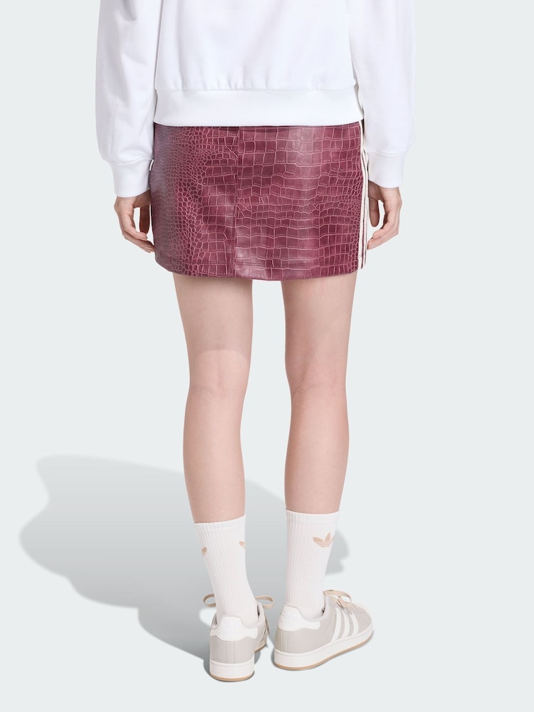 adidas originals White/Red Faux Leather Snake Print Skirt - Image 2 of 6