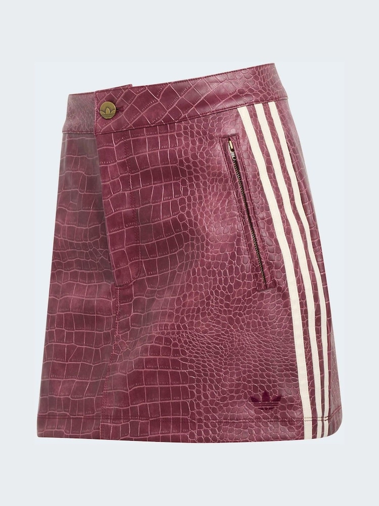 adidas originals White/Red Faux Leather Snake Print Skirt - Image 6 of 6