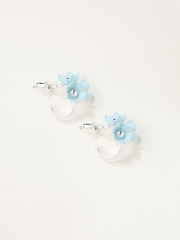 FatFace Blue 3D Flower Hoop Earrings - Image 1 of 2