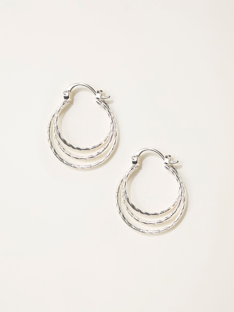 FatFace Silver Tone Large Multi Hoop Earrings - Image 1 of 2