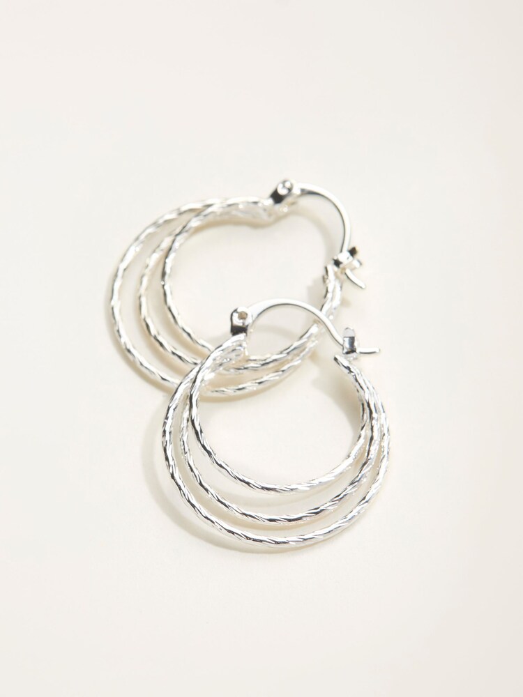 FatFace Silver Tone Large Multi Hoop Earrings - Image 2 of 2