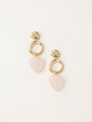 FatFace Pink Heart Drop Earrings - Image 1 of 2