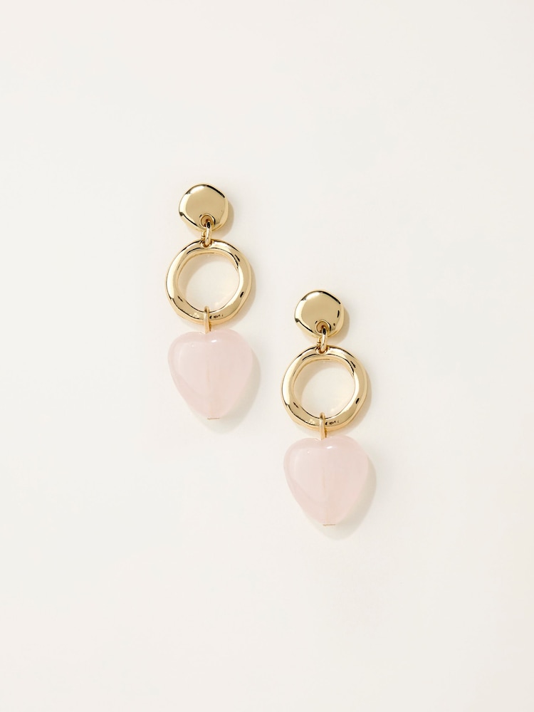 FatFace Pink Heart Drop Earrings - Image 1 of 2
