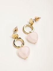FatFace Pink Heart Drop Earrings - Image 2 of 2