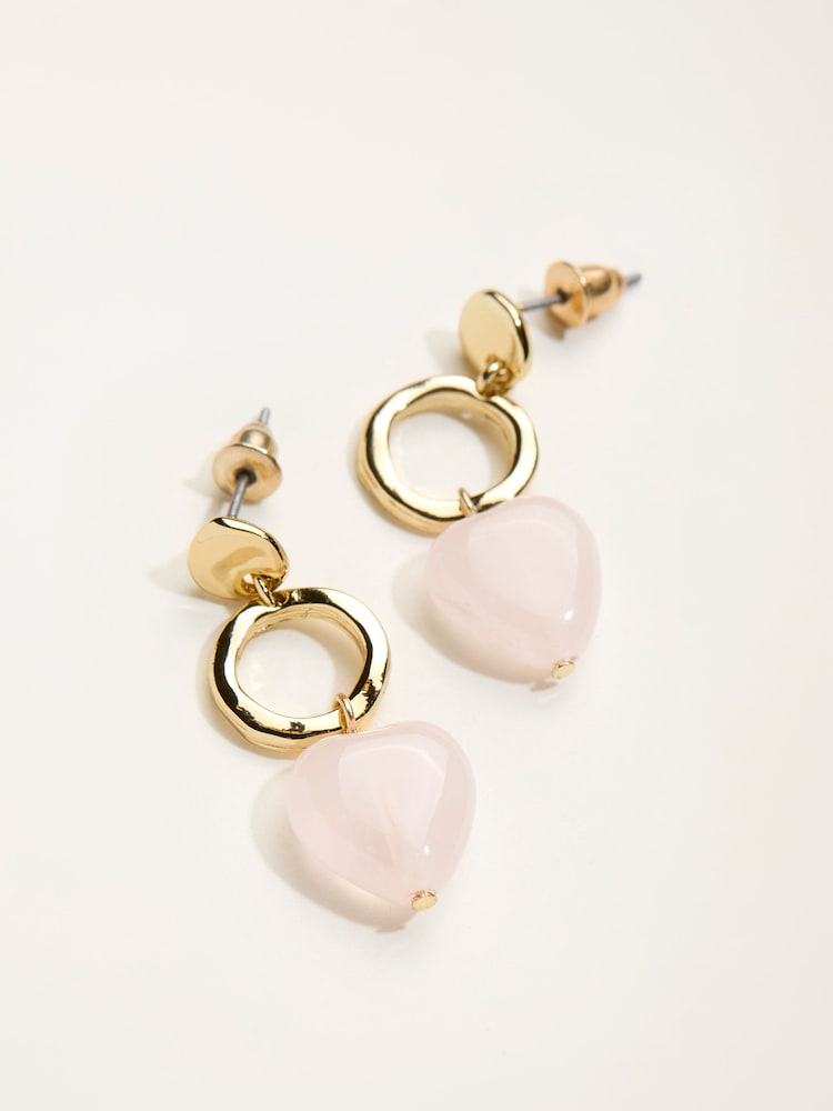 FatFace Pink Heart Drop Earrings - Image 2 of 2
