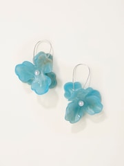 FatFace Blue Statement Flower Drop Earrings - Image 1 of 2
