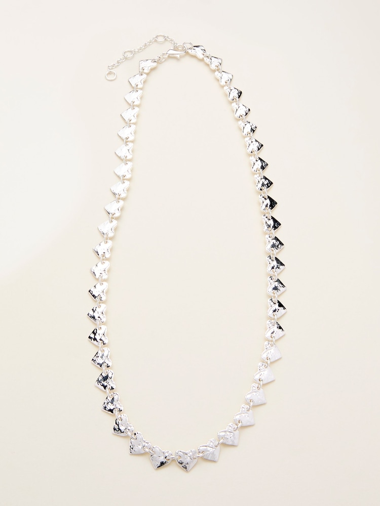 FatFace Silver Tone Hammered Heart Necklace - Image 1 of 2