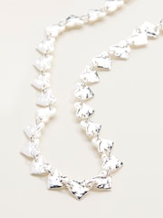 FatFace Silver Tone Hammered Heart Necklace - Image 2 of 2