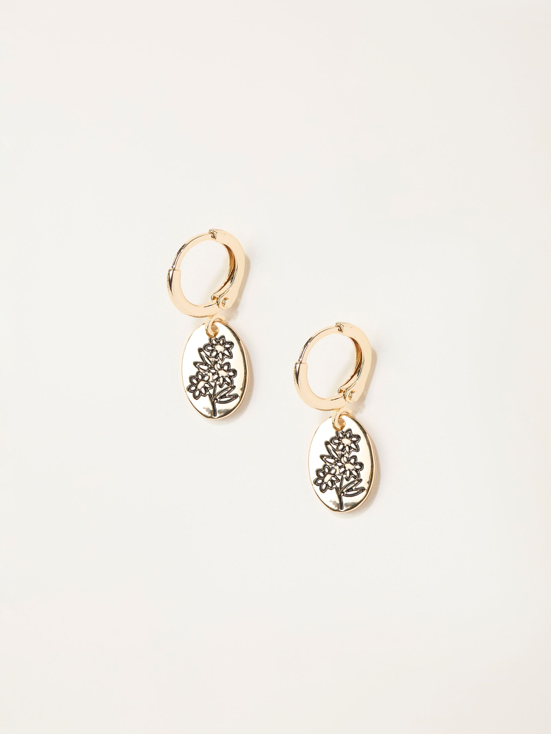 Fat Face - Earrings - Gold - Etched Flower Drop
