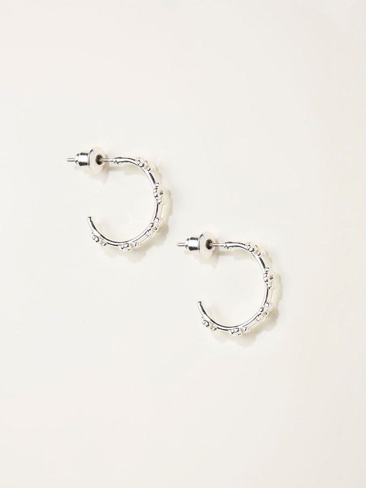 FatFace Silver Tone Daisy Hoop Earrings - Image 1 of 2