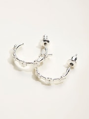 FatFace Silver Tone Daisy Hoop Earrings - Image 2 of 2