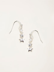 FatFace Silver Tone Trio Star Drop Earrings - Image 1 of 2
