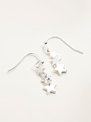 FatFace Silver Tone Trio Star Drop Earrings - Image 2 of 2