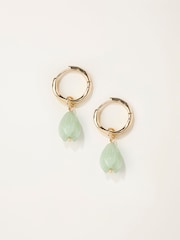 FatFace Green Flower Drop Earrings - Image 1 of 2