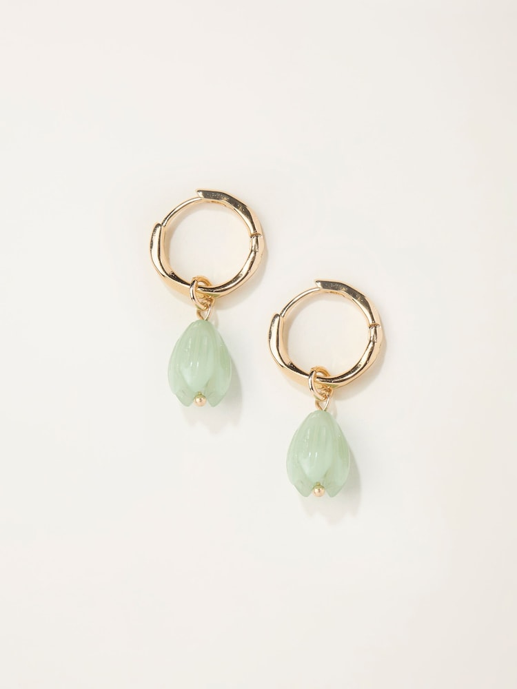 FatFace Green Flower Drop Earrings - Image 1 of 2 FatFace Green Flower Drop Earrings - Image 1 of 2