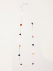 FatFace Silver Tone Long Bead Necklace - Image 1 of 2