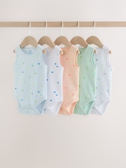 Green/Blue Vest Baby Bodysuits 5 Pack - Image 1 of 13