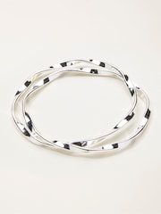 FatFace Silver Tone Double Bangle - Image 1 of 2