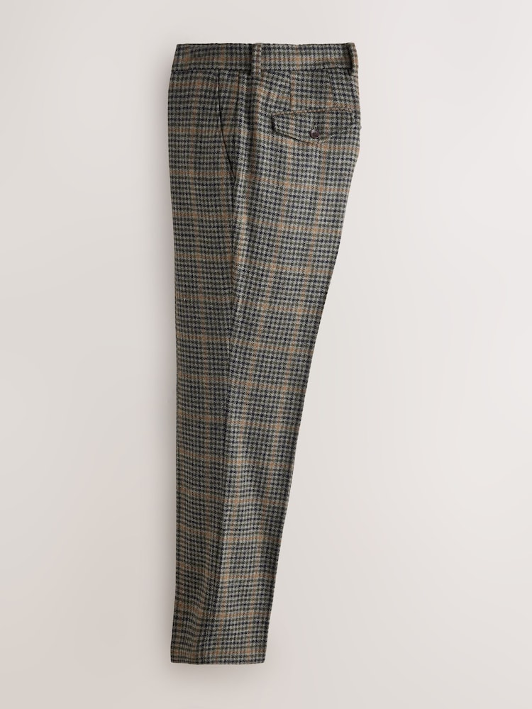 أخضر - Regular Fit Signature Moons 100% British Wool Check Trousers - صورة 2 من 5