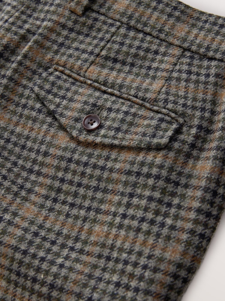 أخضر - Regular Fit Signature Moons 100% British Wool Check Trousers - صورة 5 من 5