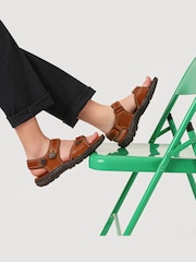 Pavers Brown Mens Adjustable Sandals - Image 1 of 6